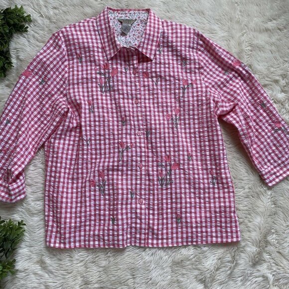 Vintage Teddi Blouse Retro 80s Farmhouse Top XL - Picture 4 of 12